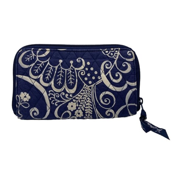 Vera Bradley Twirly Birds Navy Blue Wristlet Wallet Aprox. 7x4" - Picture 3 of 4